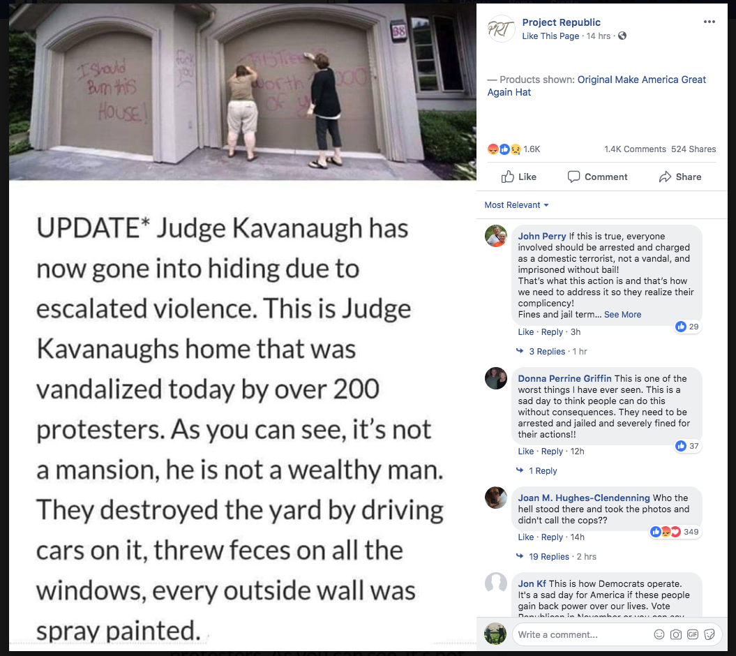 Fact Check: Was Brett Kavanaugh’s Home Vandalized by a Mob of Protesters?