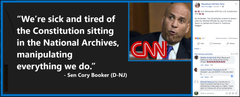 Fact Check: Did Senator Cory Booker Say He Was ‘Sick and Tired of the Constitution’?