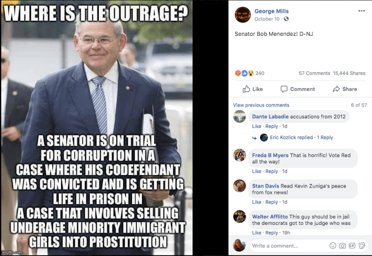 Fact Check: Is Senator Bob Menendez on Trial in a Case ‘That Involves Selling Underage Minority Immigrant Girls Into Prostitution’?