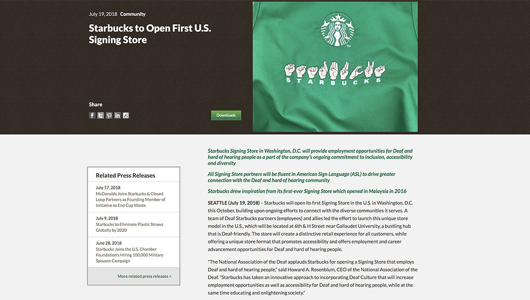 Starbucks opens first-in-US store for customers to order in sign language
