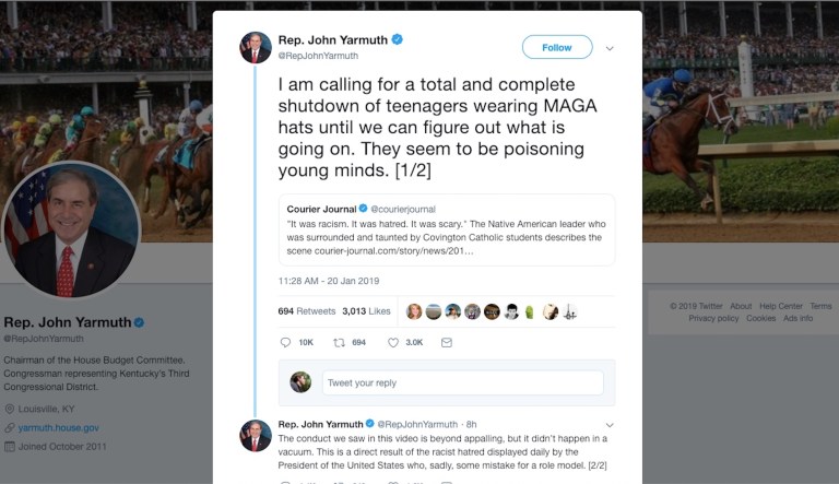 Kentucky Democrat crushed by Twitter ratio for ‘joke’ about banning teens from wearing MAGA hats