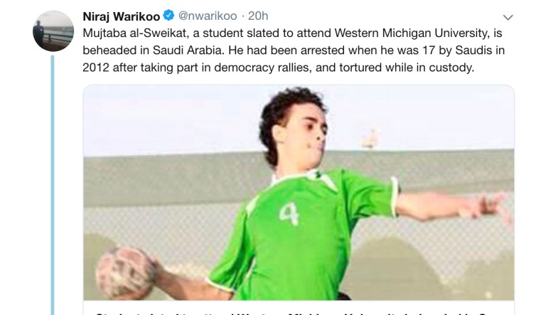 Student due to join Western Michigan University beheaded in Saudi Arabia