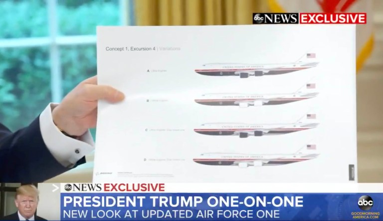 Trump unveils red, white, and blue redesign of Air Force One