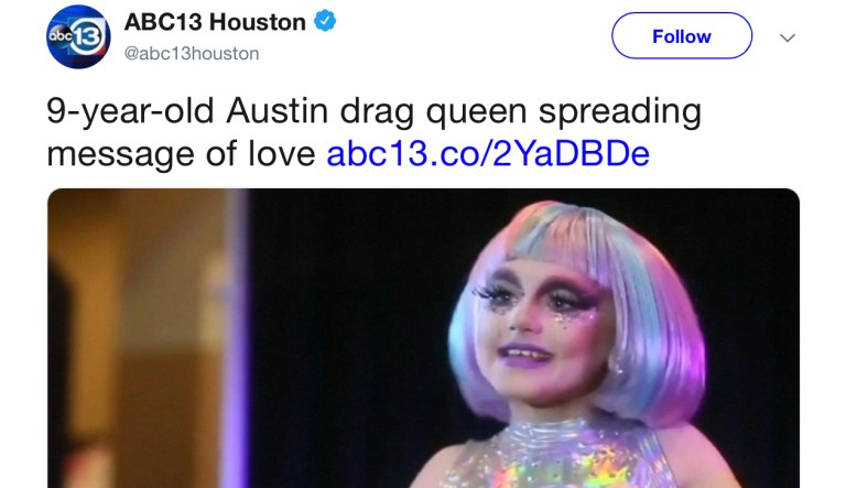 ‘Spreading message of love’: Houston ABC affiliate airs story promoting child drag queen