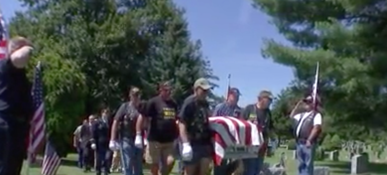 Dozens of strangers honor WW2 vet with no family