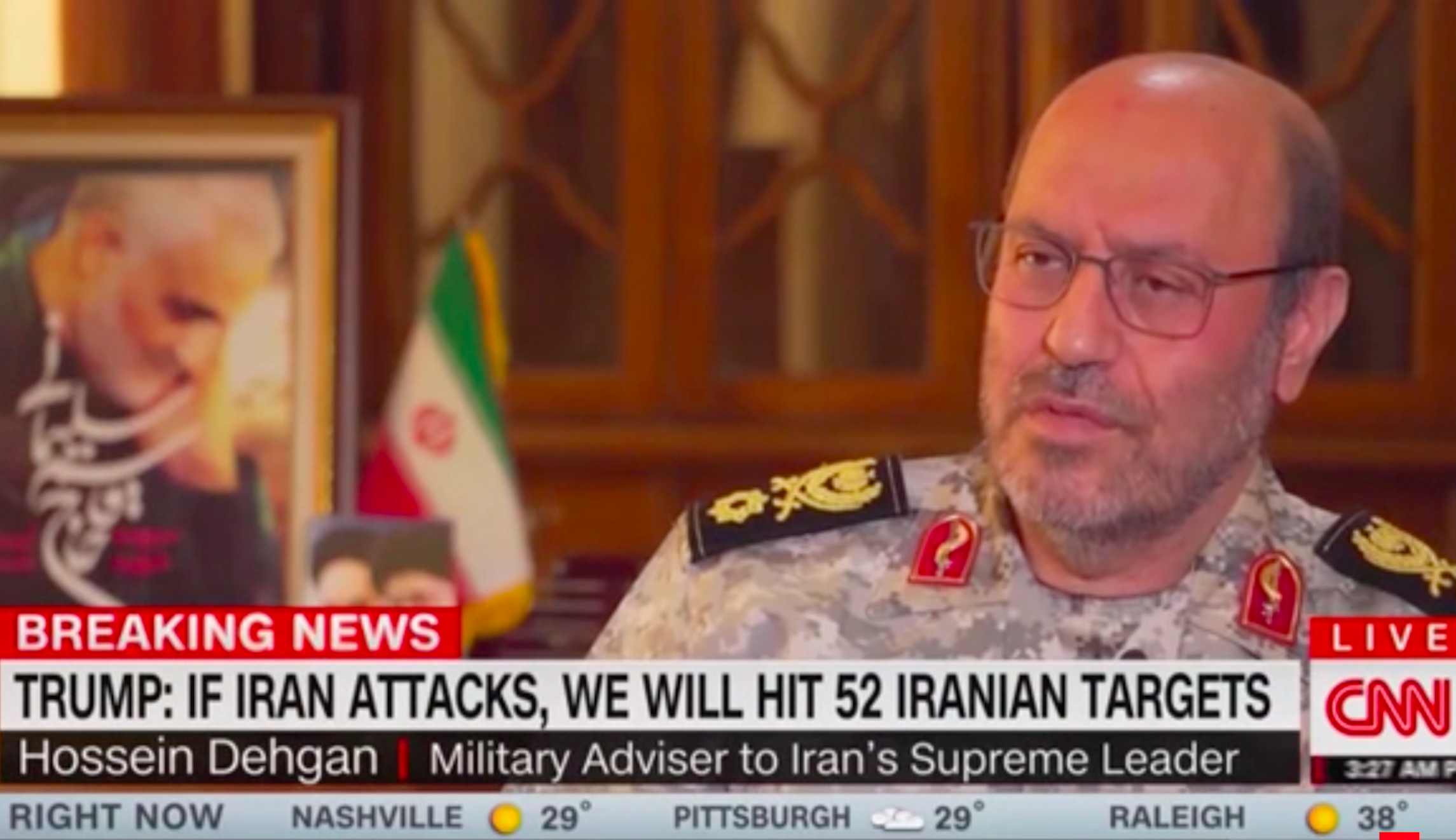 Iranian military adviser says US military sites will 'receive a blow that is equal to the blow they’ve inflicted’