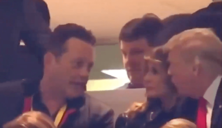 Twitter erupts after Vince Vaughn spotted in Trump’s booth at college football game