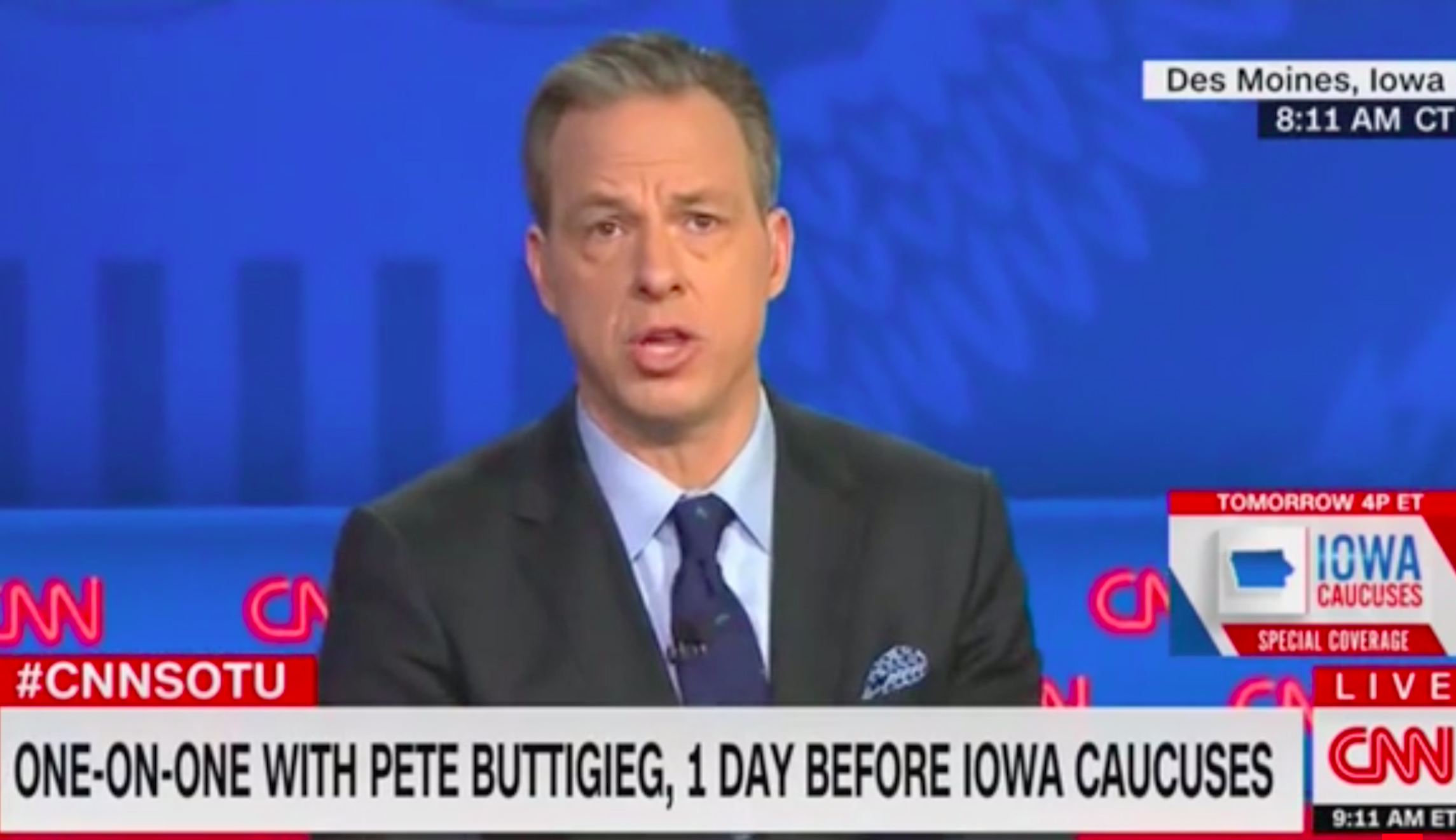 Jake Tapper jabs Joe Biden for not appearing on Sunday shows ahead of Iowa caucuses