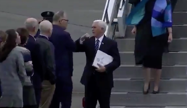 Pence bumps elbows with Washington governor ahead of coronavirus talks