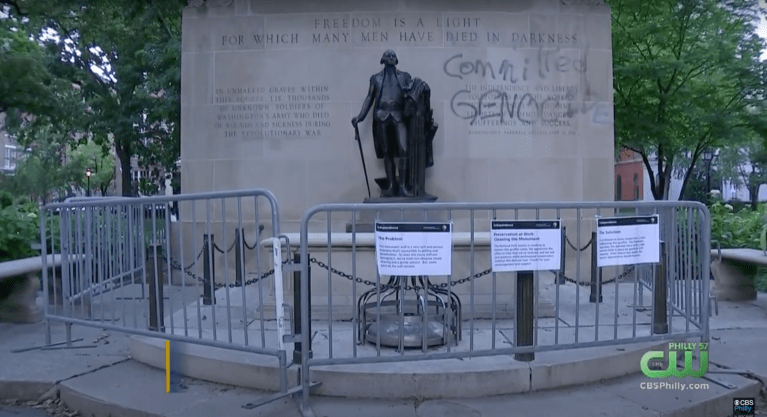 Philadelphia’s Tomb of the Unknown Soldier vandalized with graffiti saying, ‘Committed GENOCIDE’