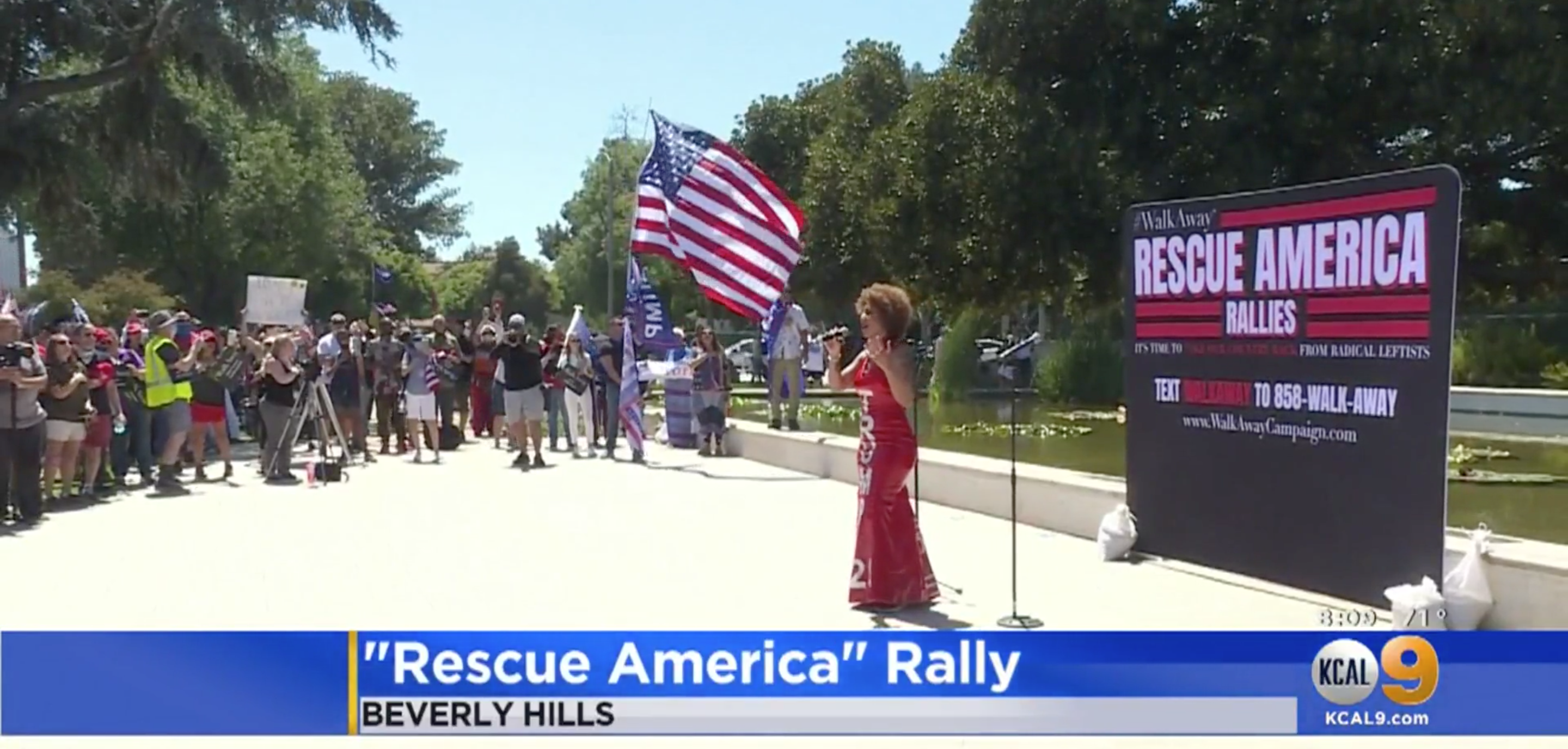 ‘Walking away from the ideology of liberalism’: Hundreds march through Hollywood in support of Trump