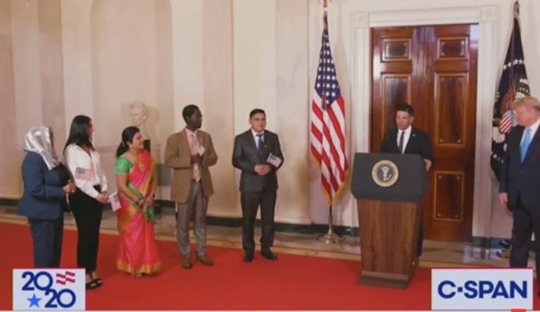 Trump hosts naturalization ceremony for new US citizens during Republican National Convention