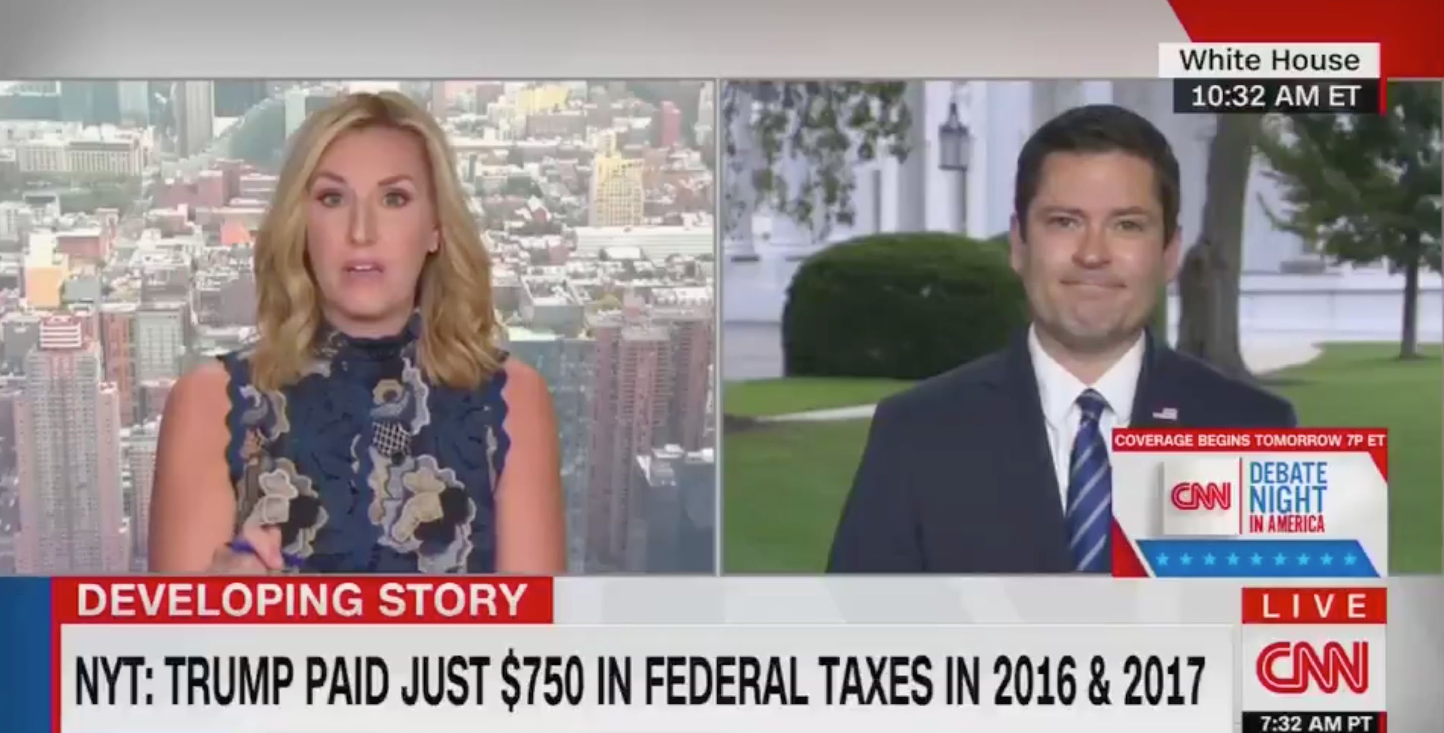 CNN anchor threatens to end interview when White House spokesman says New York Times ‘coordinated’ with Democrats on Trump taxes report
