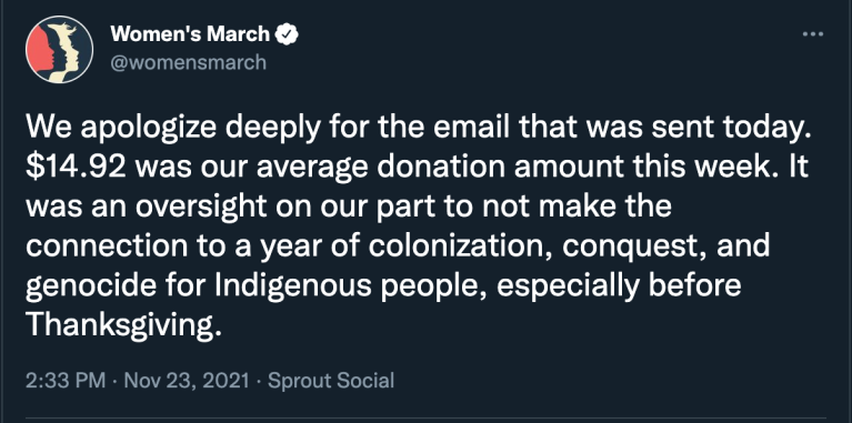 Women’s March apologizes for ‘$14.92’ fundraising email