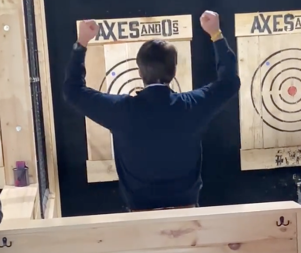 WATCH: Youngkin throws ax bull’s-eye