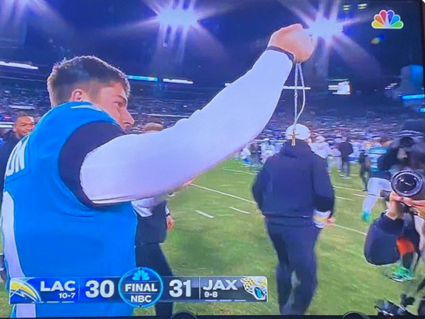 Why did NBC censor an NFL player holding up Christian jewelry?