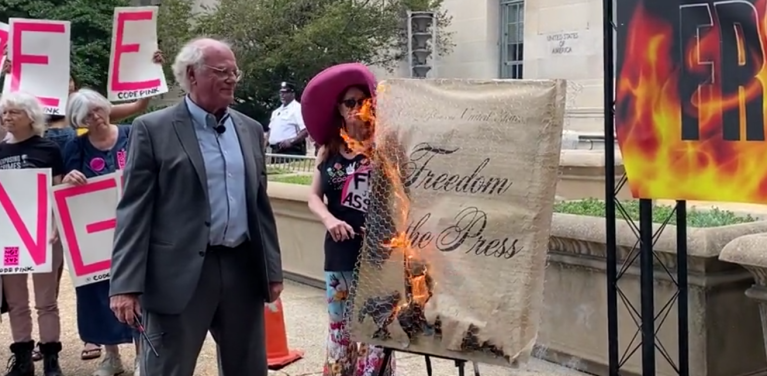 Ben & Jerry’s co-founder Ben Cohen burns Bill of Rights outside Department of Justice