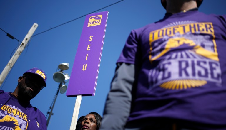 Union members from the Service Employees International Union (SEIU)