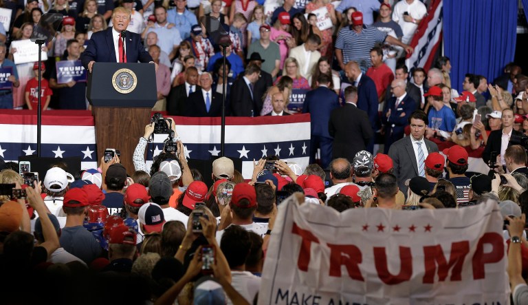 President Donald Trump speaks at a campaign rally in Greenville, N.C., Wednesday, July 17, 2019.