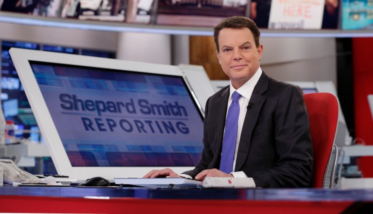 In this Jan. 30, 2017, file photo, Fox News Channel chief news anchor Shepard Smith appears on the set of "Shepard Smith Reporting" in New York. Smith, whose newscast on Fox News Channel seemed increasingly an outlier on a network dominated by supporters of President Trump, says he is leaving the network.