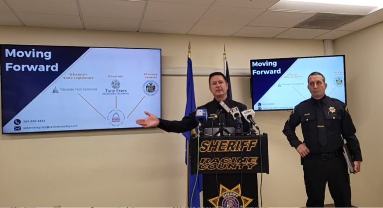 The Racine County Sheriff's Office holds a presentation on its 2020 election investigation.