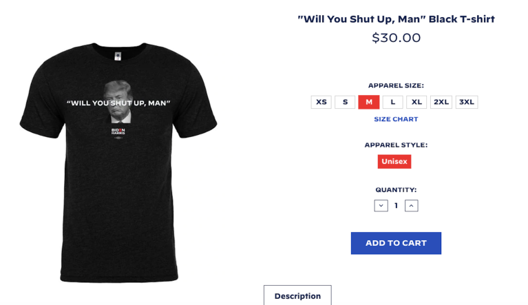 Biden campaign capitalizes on viral debate moment by selling ‘Will You Shut Up, Man’ T-shirts