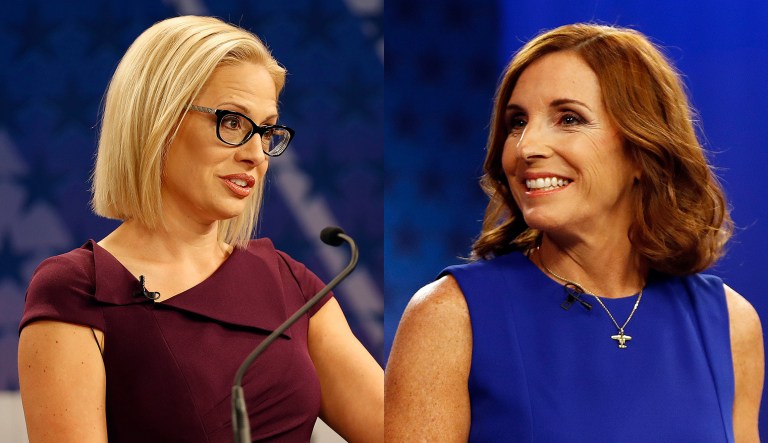 Reps. Martha McSally (pictured right) and Kyrsten Sinema (pictured left) of Arizona are pictured.