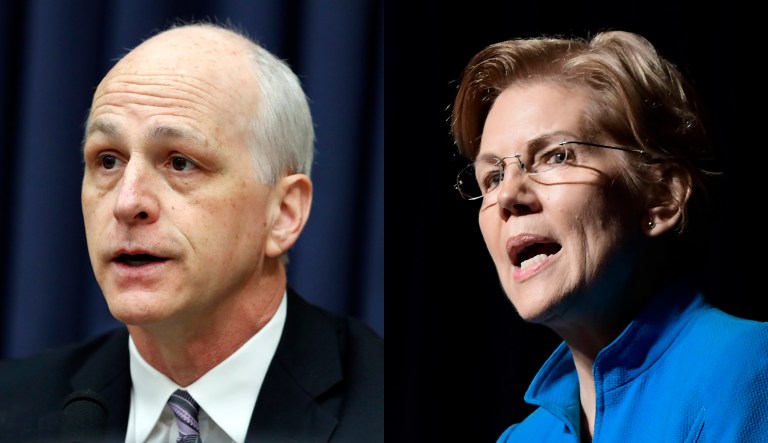 Rep. Adam Smith and Sen. Elizabeth Warren are shown.