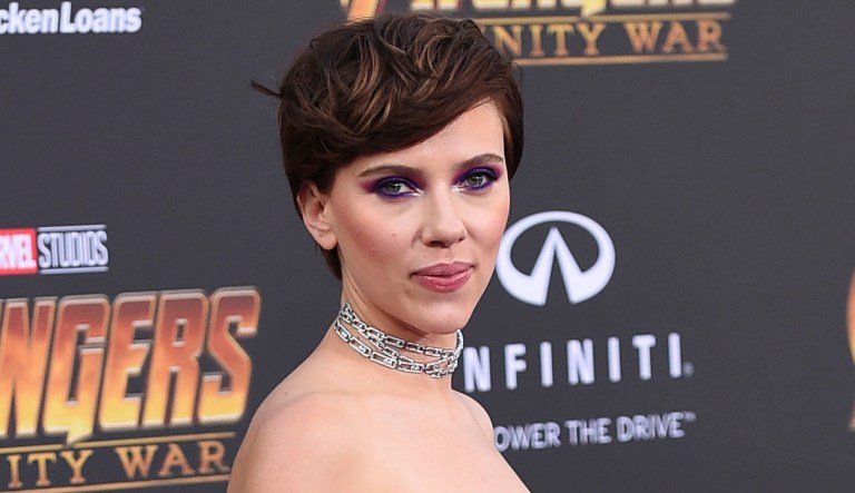 In this April 23, 2018, file photo, Scarlett Johansson arrives at the world premiere of "Avengers: Infinity War" in Los Angeles. Johansson has pulled out of the film âRub & Tugâ after her plans to portray a transgender man prompted a backlash. 