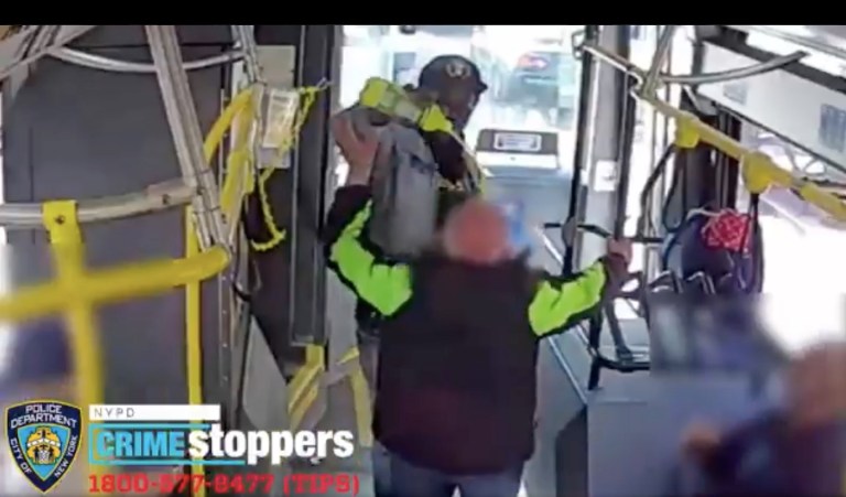 Suspect dumps soda on elderly man and hospitalizes him after beating on NYC bus: Video