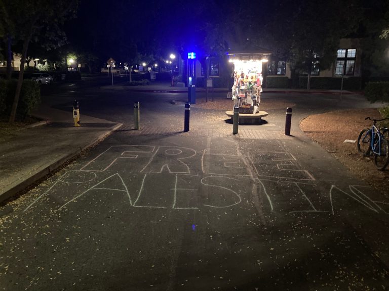 Anti-Israel chalk messages found on Stanford sidewalks following Hamas terror attacks