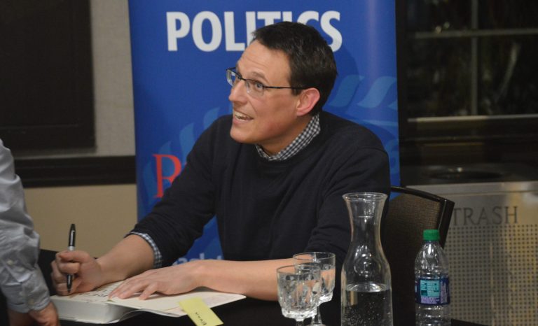 Pictured is Steve Kornacki at Rutgers University in New Jersey in March 2019.