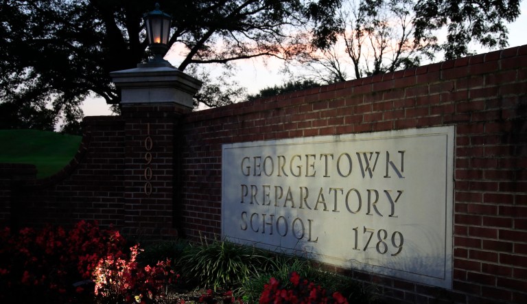 The entrance to the Georgetown Preparatory School in Bethesda, Md., is shown, Wednesday, Sept. 19, 2018. 
