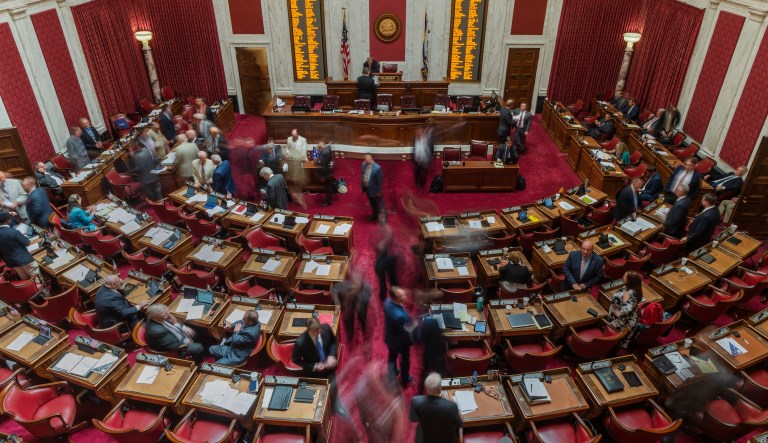 Delegates briefly adjourn a special session of the House of Delegates in Charleston, W.V., on Aug. 13, 2018.