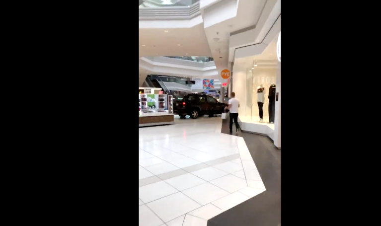 An SUV plowed through a Chicago-area mall on Friday.