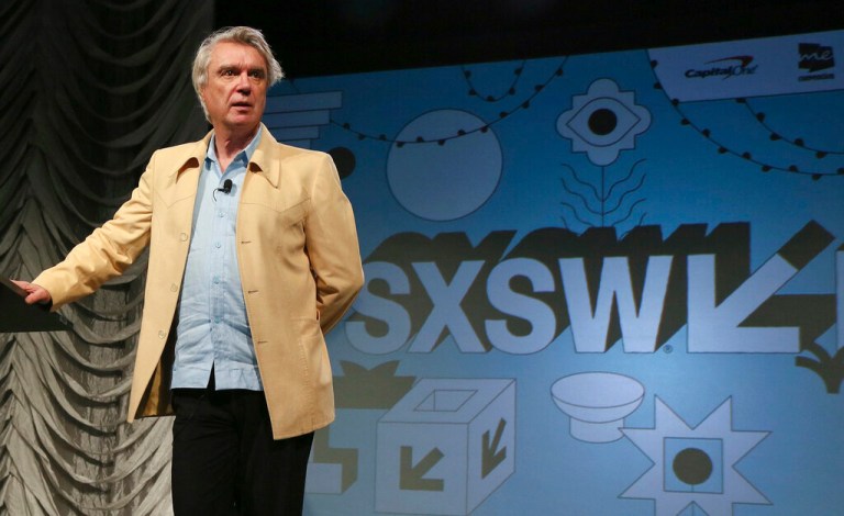 David Byrne takes part in the "Reasons To Be Cheerful" featured session during the 2019 South by Southwest Music Festival in Austin, Texas.