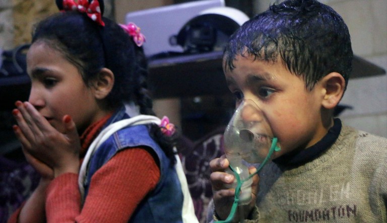 This image released early Sunday, April 8, 2018 by the Syrian Civil Defense White Helmets, shows a child receiving oxygen through respirators following an alleged poison gas attack in the rebel-held town of Douma, near Damascus, Syria. Syrian rescuers and medics said the attack on Douma killed at least 40 people. The Syrian government denied the allegations, which could not be independently verified. The alleged attack in Douma occurred Saturday night amid a resumed offensive by Syrian government forces after the collapse of a truce.