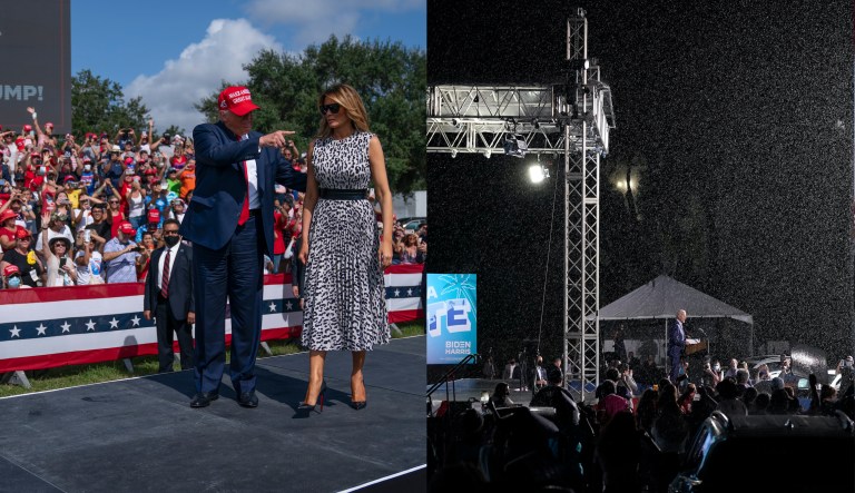 Trump and Biden in Tampa: Too hot to handle versus rained-out disappointment