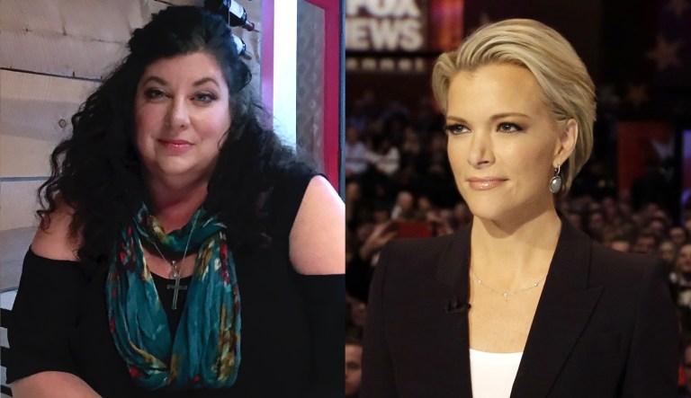 LEFT: Tara Reade poses for a photo during an interview with The Associated Press on April 4, 2019, in Nevada City, Calif. (AP Photo/Donald Thompson) RIGHT: In this Jan. 28, 2016 photo, Moderator Megyn Kelly waits for the start of the Republican presidential primary debate  in Des Moines, Iowa.  Kelly, in an interview with Charlie Rose to air on CBS "Sunday Morning" on Sunday, April 3, said she wished colleague Bill O'Reilly  had done more to defend her when he interviewed Trump before a January debate that the Republican skipped because he wanted Kelly removed as a moderator. She also criticized CNN for airing portions of a Trump rally on the night of that same debate. (AP Photo/Chris Carlson)