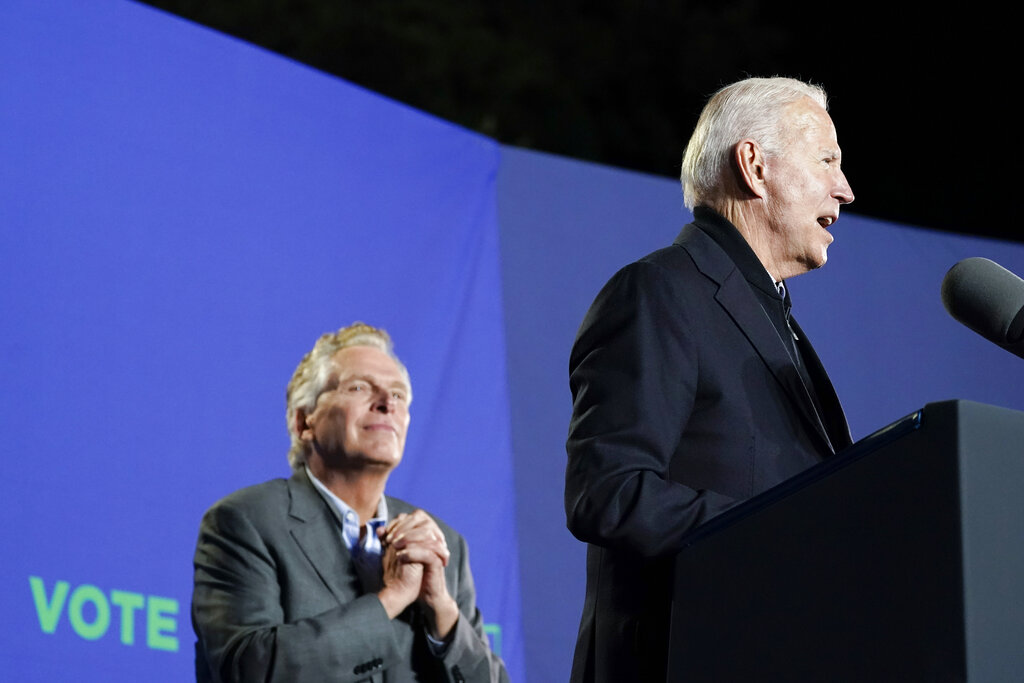 Joe Biden helps Terry McAuliffe paint Youngkin as an ‘acolyte of Donald Trump’