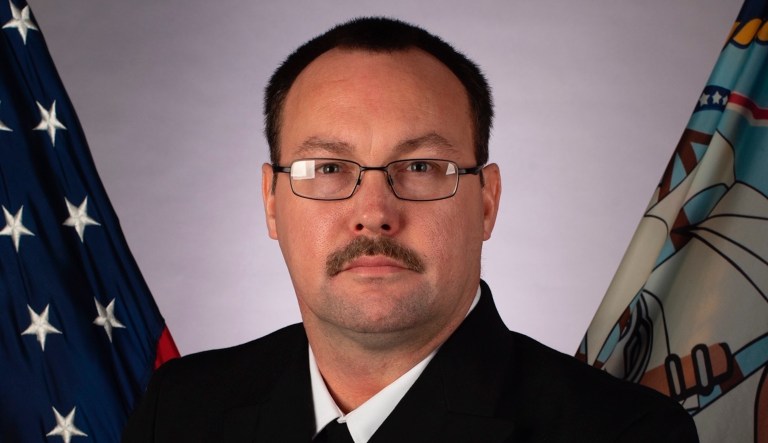 A photo provided by the U.S. Navy shows Chief Petty Officer Charles Robert Thacker Jr., 41, of Fort Smith, Ark., assigned to the USS Theodore Roosevelt, who died from the coronavirus Monday, April 13, 2020, at U.S. Naval Hospital Guam.