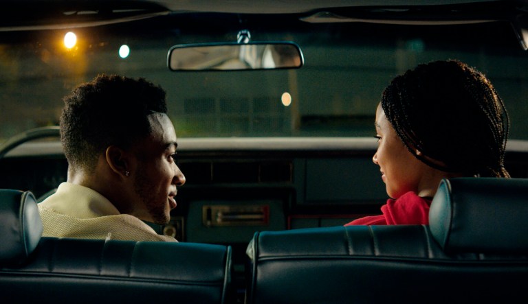 This image released by 20th Century Fox shows Algee Smith, left, and Amandla Stenberg appear in a scene from "The Hate U Give."