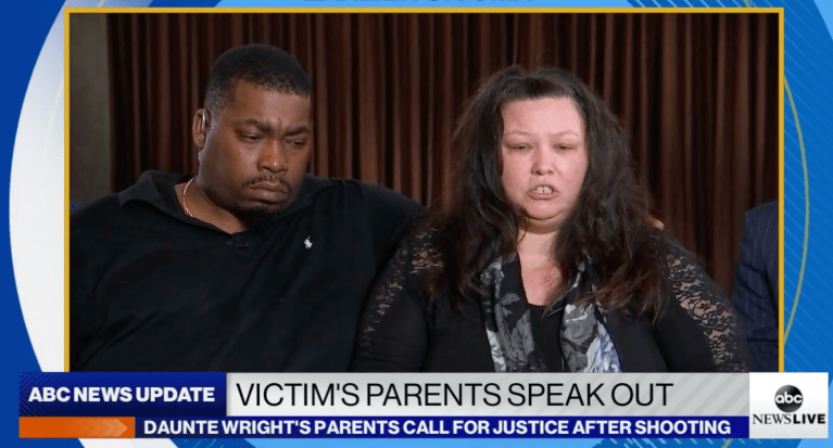 Katie and Aubrey Wright, the parents of 20-year-old Daunte Wright who was shot and killed by a police officer.