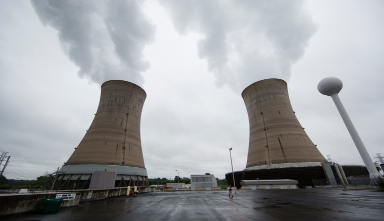 A Monday, May 22, 2017 file photo shows cooling towers at the Three Mile Island nuclear power plant in Middletown, Pa. Exelon Corp., the owner of Three Mile Island, site of the United States' worst commercial nuclear power accident, said Monday, May 29, 2017 it will shut down the plant in 2019 without a financial rescue from Pennsylvania.