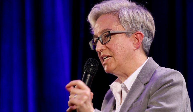 Democratic nominee Tina Kotek speaks during the gubernatorial debate hosted by the Oregon Newspaper Publishers Association at Mount Hood Oregon Resort in Welches, Ore., Friday, July 29, 2022.
