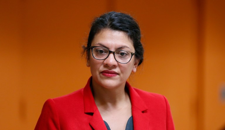 U.S. Rep. Rashida Tlaib, D-Mich. listens to a question from a constituent in Wixom, Mich., Thursday, Aug. 15, 2019.