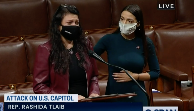 Tlaib weeps on House floor during AOC-organized therapy session on Capitol breach