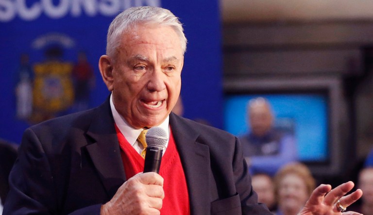 In this March 18, 2016 photo, Tommy Thompson talks in West Salem, Wis. Thompson will not run for governor in battleground Wisconsin, announcing Monday, April 18, 2022, that he had decided against a bid that would have put him on the ballot for the first time in a decade and 24 years after his last win.