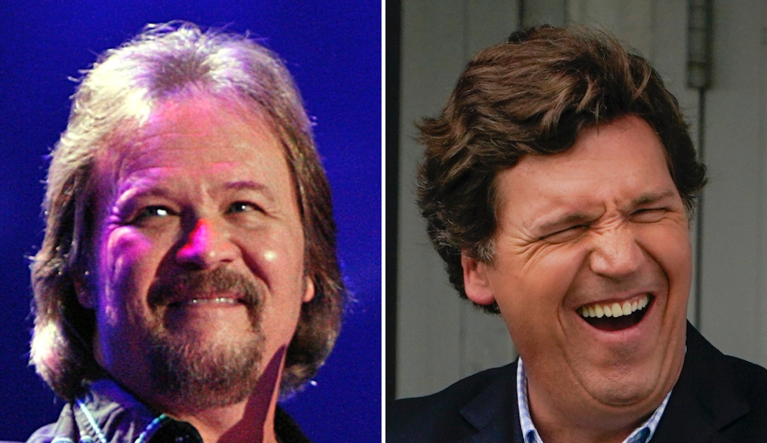 Country music star Travis Tritt, left, and former Fox News host Tucker Carlson.