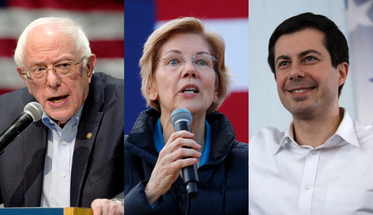 Bernie Sanders, Elizabeth Warren, and Pete Buttigieg